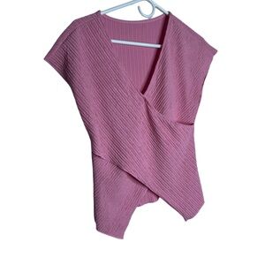 SHEIN Pink Textured Wrap Top